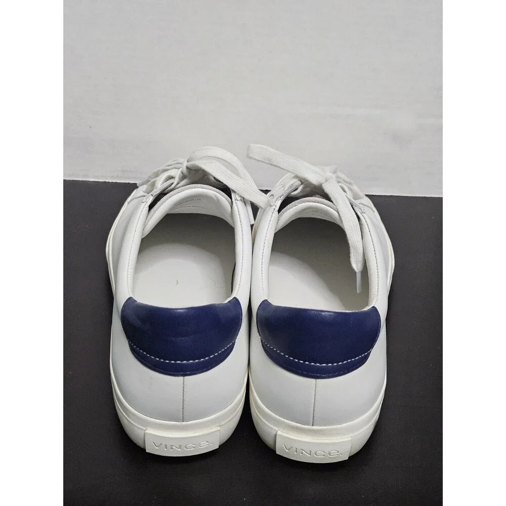 Size 11 Vince Men's Fulton low-top sneaker in white & blue leather & suede